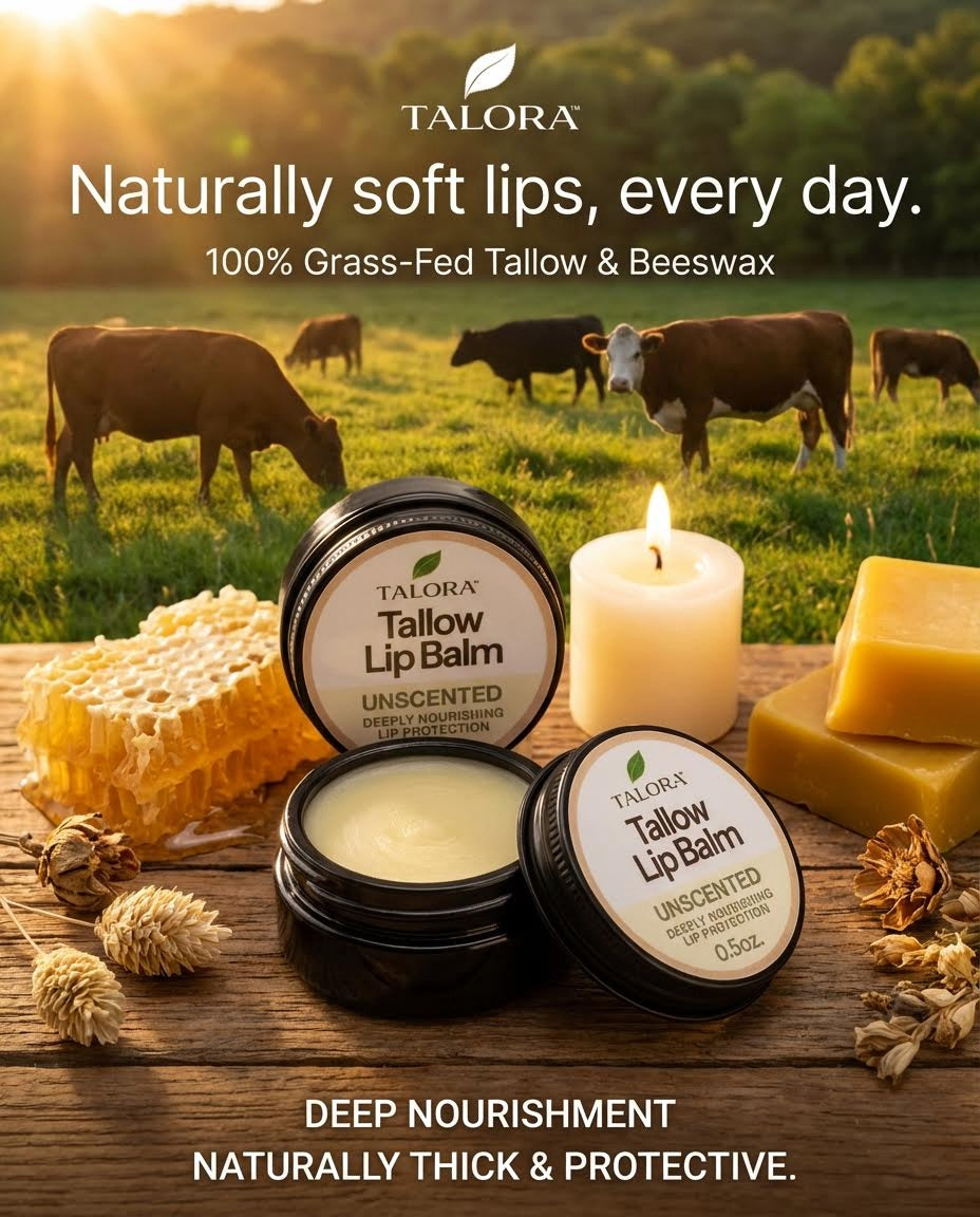 TALORA Tallow Lip Balm: Unscented (0.5oz)
